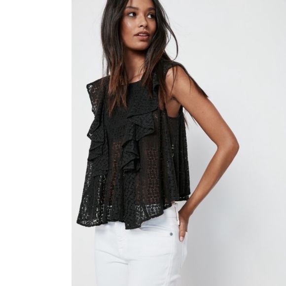 NWT Rebecca Minkoff Black Ruffle Mavis Top - Picture 1 of 12